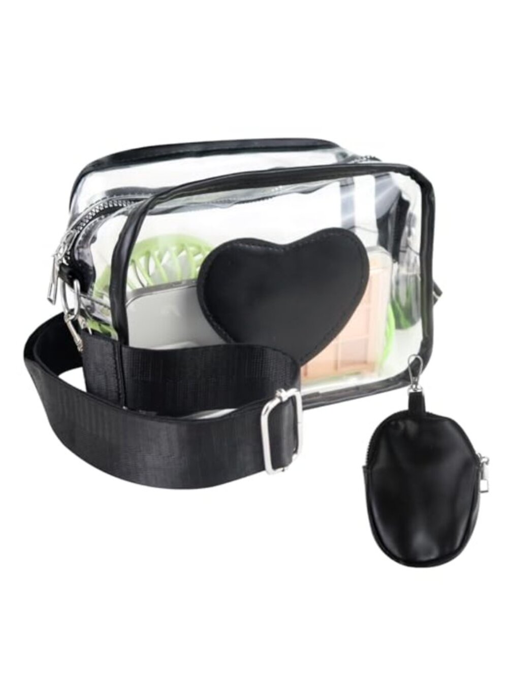 Clear Stadium Bag 2-in-1 Transparent Crossbody with Coin Purse